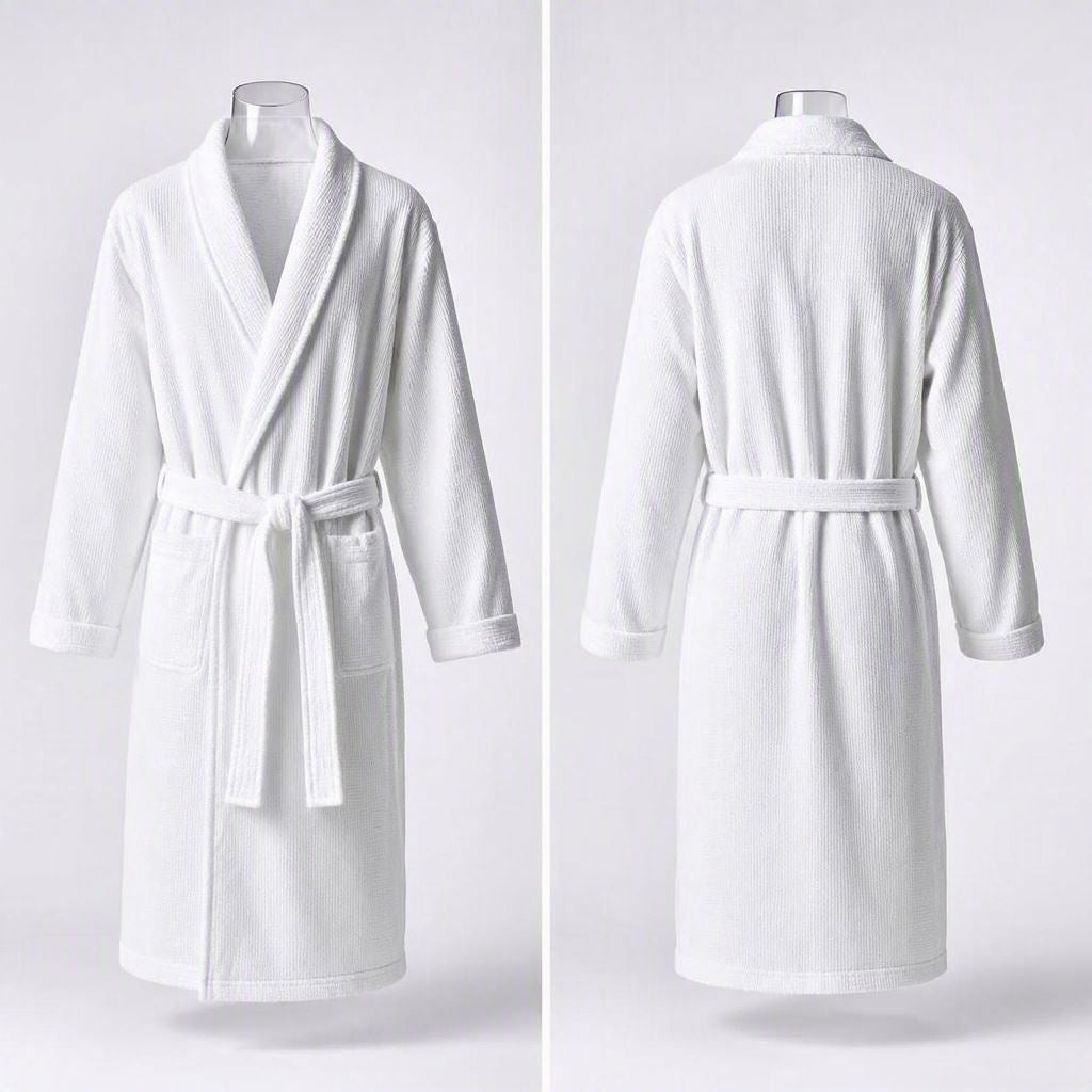 Luxury Waffle-Weave 100% Cotton Bathrobe (Premium Hotel & Spa Quality)