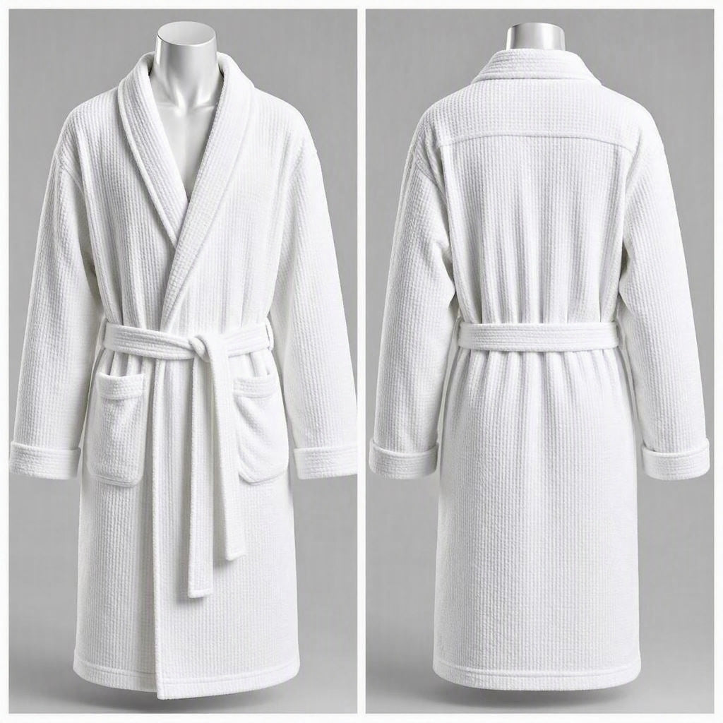 Luxury Waffle-Weave 100% Cotton Bathrobe (Premium Hotel & Spa Quality)