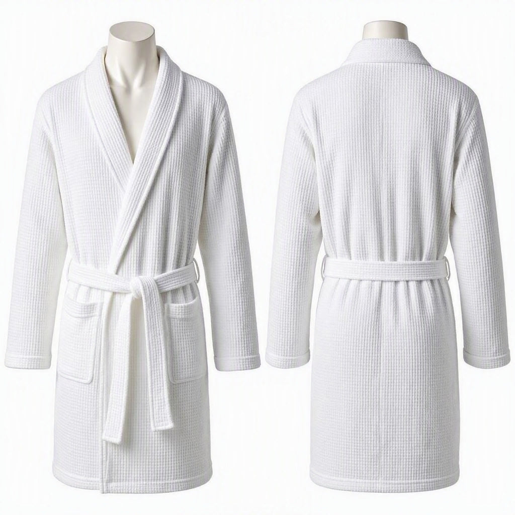 Luxury Waffle-Weave 100% Cotton Bathrobe (Premium Hotel & Spa Quality)