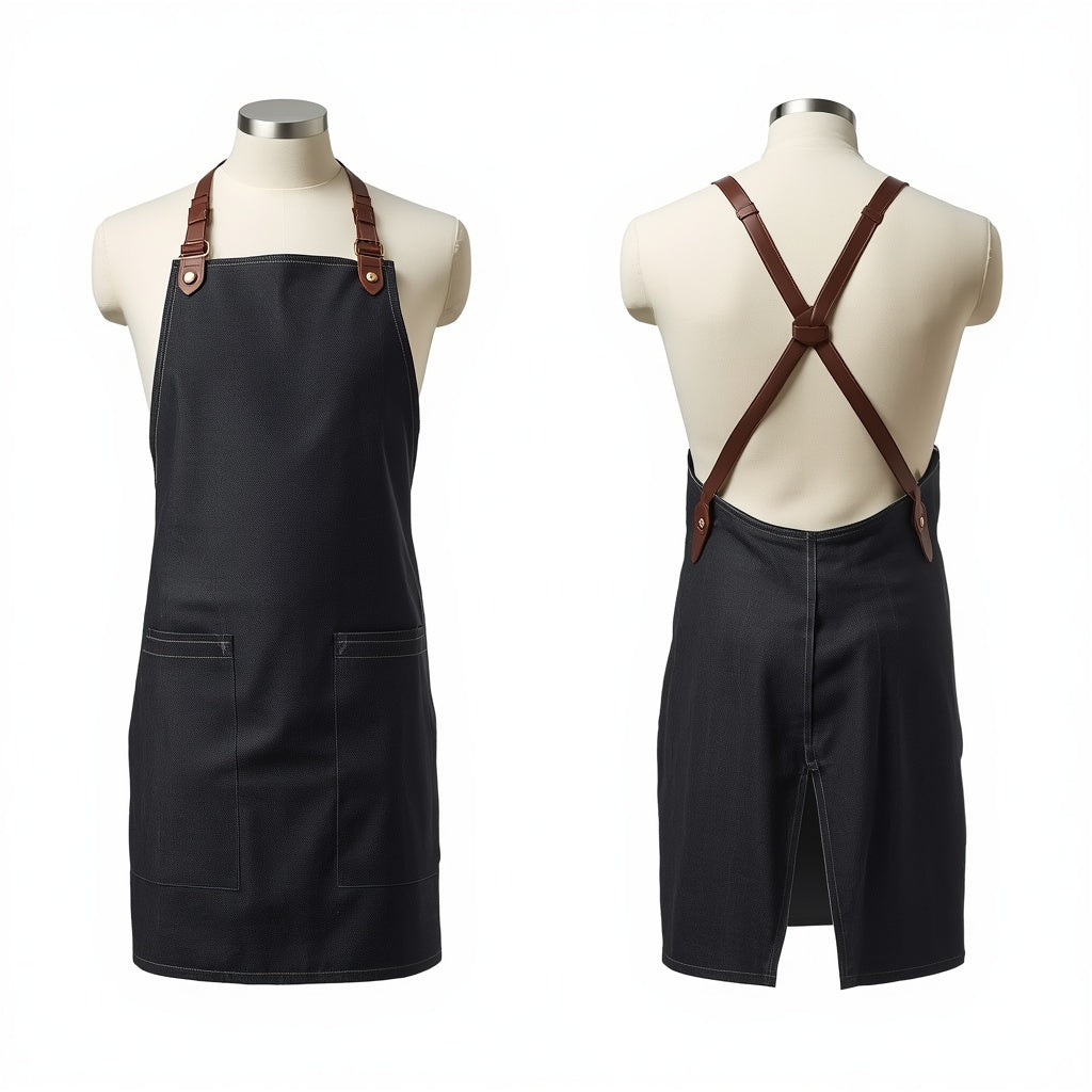 Premium Denim Hospitality Apron (Adjustable Leather Straps & Utility Pockets)