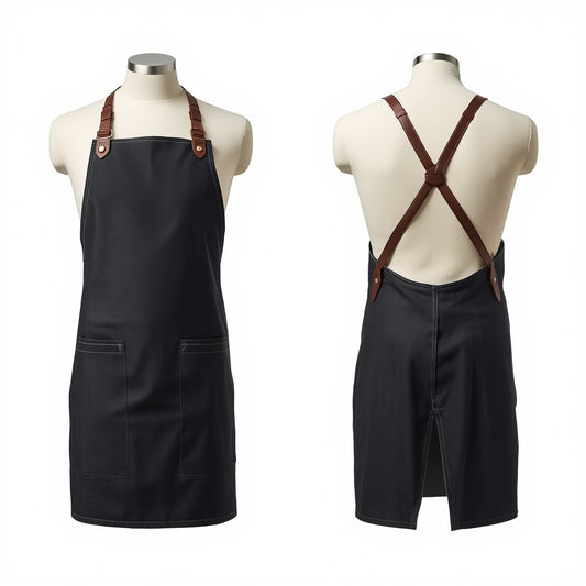 Premium Denim Hospitality Apron (Adjustable Leather Straps & Utility Pockets)